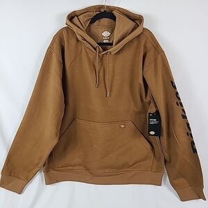 Dickies Men's Brown Hoodie Water Repellent Sleeve Logo Sweatshirt Sz M NWT